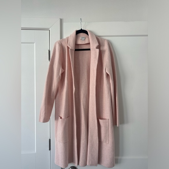 NWOT J.Crew Ella Open Front Long Sweater Blazer Jacket Pink Longline Cardigan - Picture 2 of 6